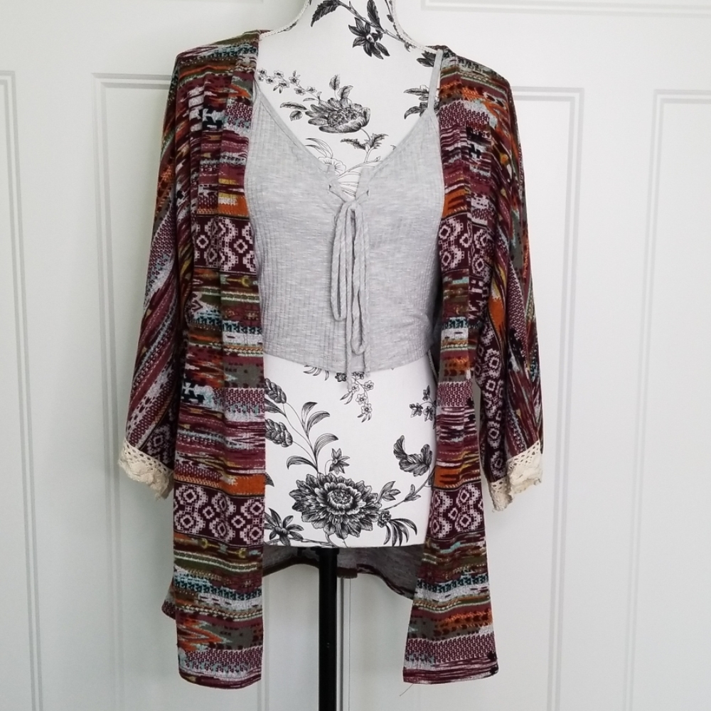 Tribal Print Knit Cardigan